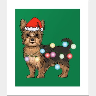 Yorkie Christmas Lights Posters and Art